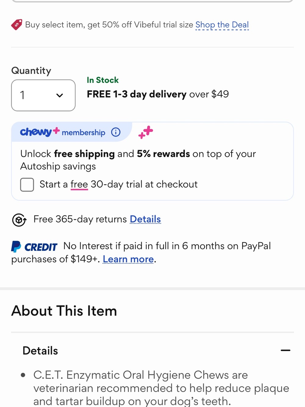C.E.T. Enzymatic Dog Dental Chews medium chewy treats new 3 bags $$100 greenies - Picture 6 of 10